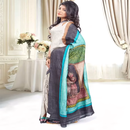 Original Modern Aat Hand Painting Silk Saree