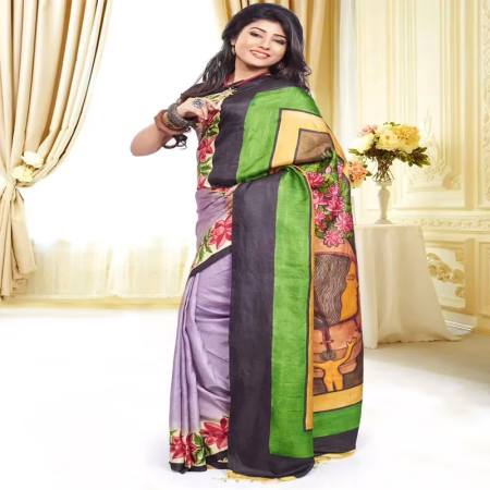 Original Modern Art Hand Painting Silk Saree