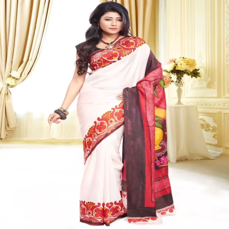 Original Modern Art Hand Painting Silk Saree