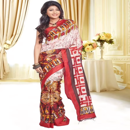 Original Modern Art Hand Painting Silk Saree