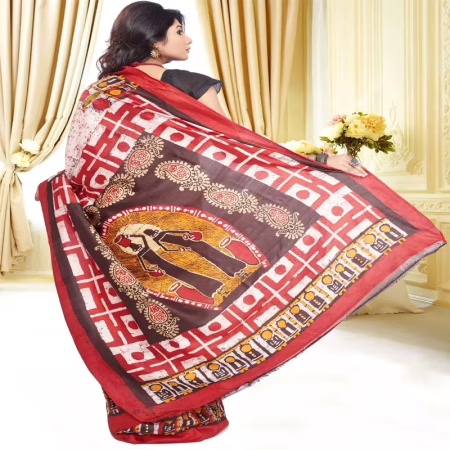 Original Modern Art Hand Painting Silk Saree