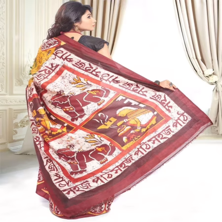 Original Modern Art Hand Painting Silk Saree