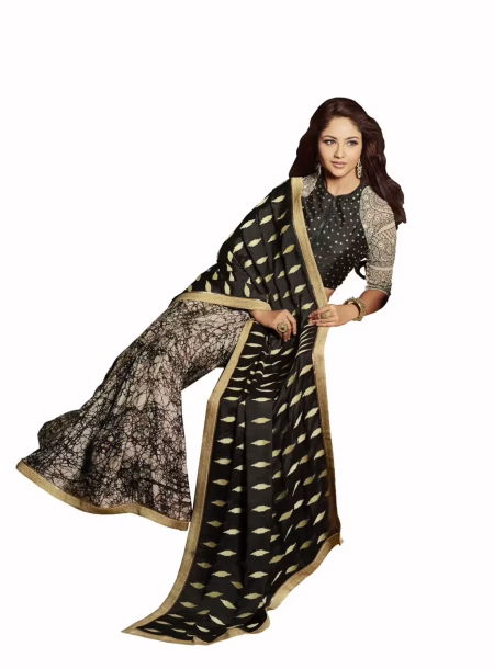 Club Art Decor Designer Cream Saree With Pure Natural Fabrics