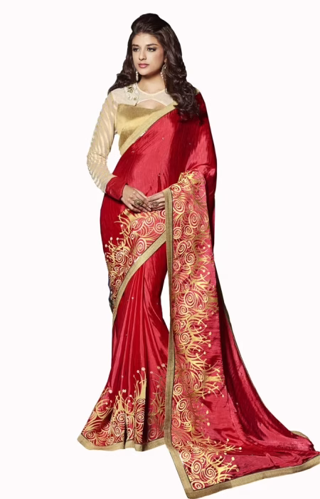 Club Art Decor Designer Maroon Saree With Pure Natural Fabrics