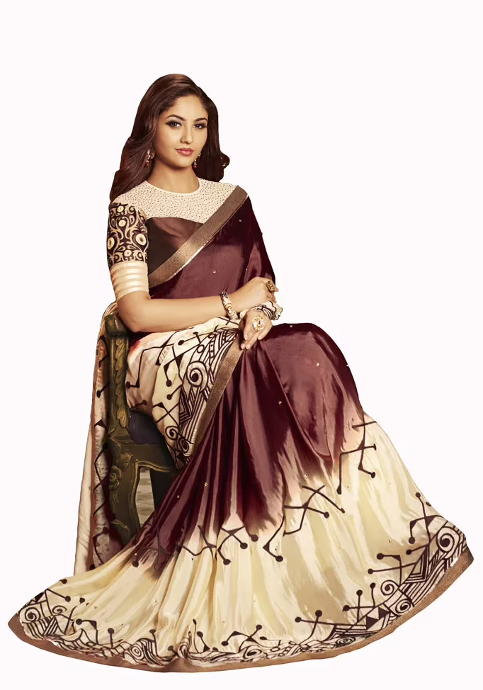 Club Art Decor Designer White Saree With Pure Natural Fabrics