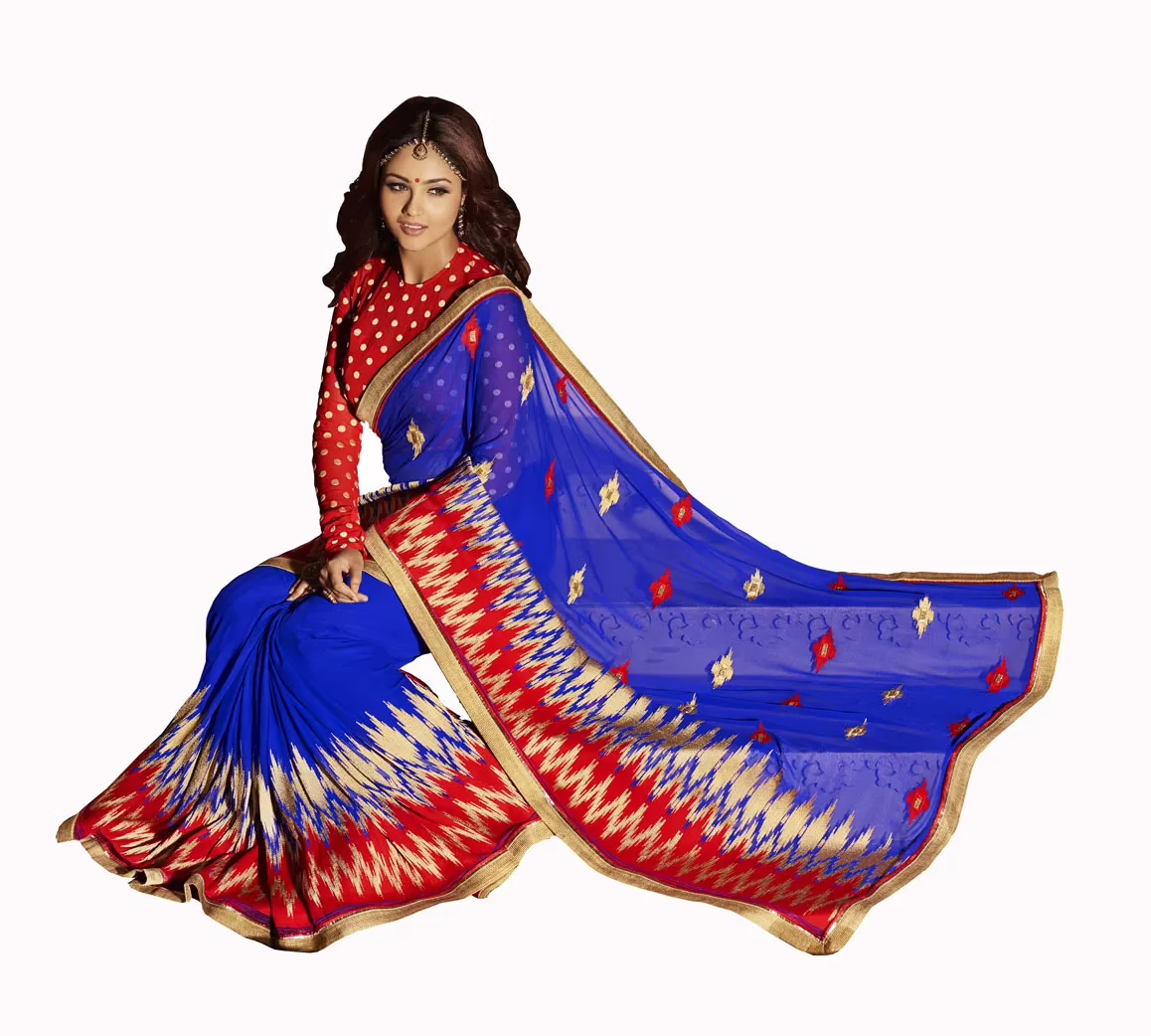 Club Art Decor Designer Blue Saree With Pure Natural Fabrics