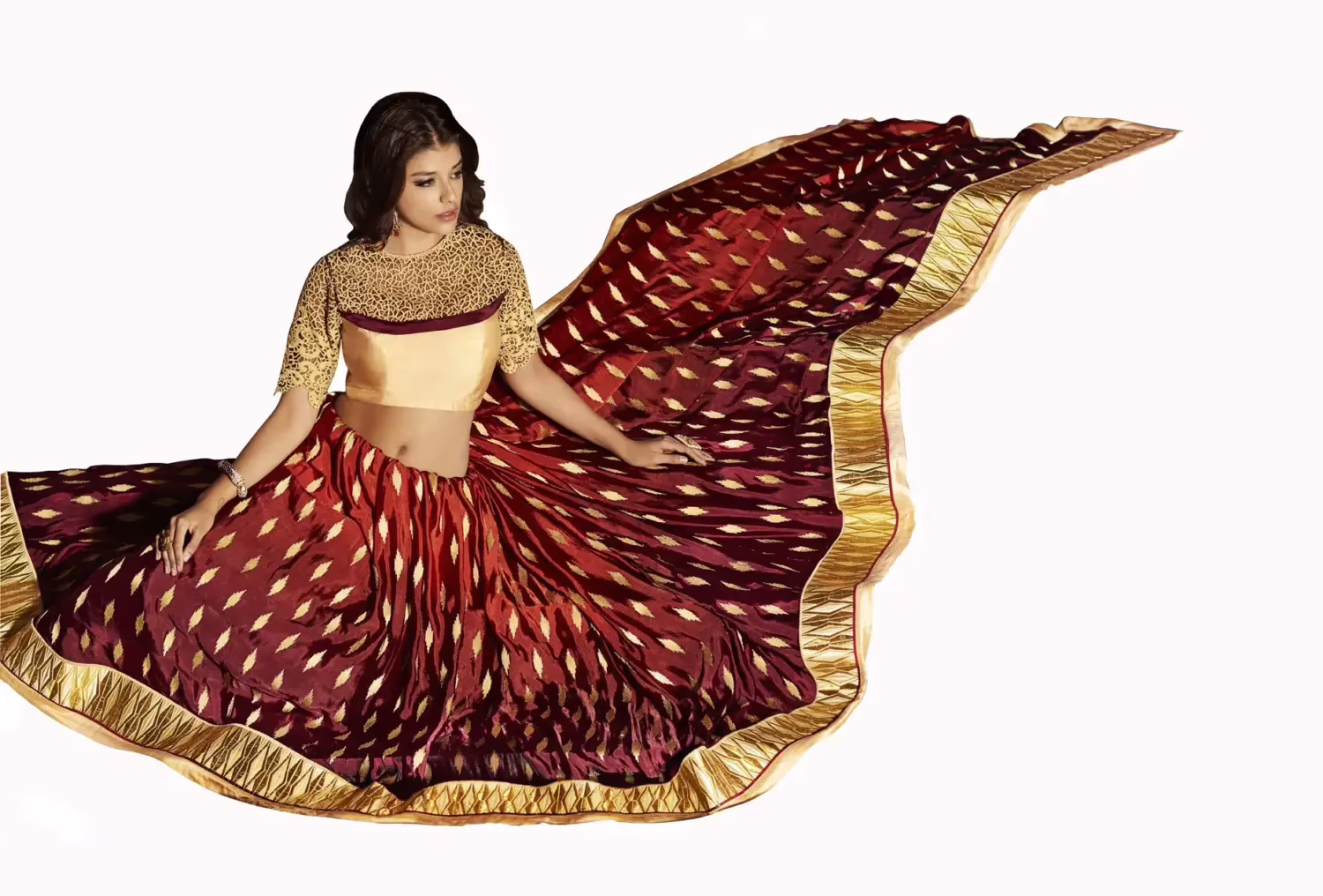 Club Art Decor Designer Maroon Saree With Pure Natural Fabrics