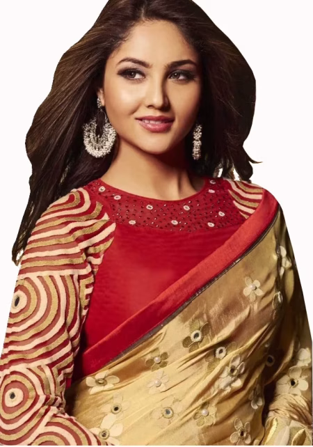 Club Art Decor Designer Gold Saree With Pure Natural Fabrics