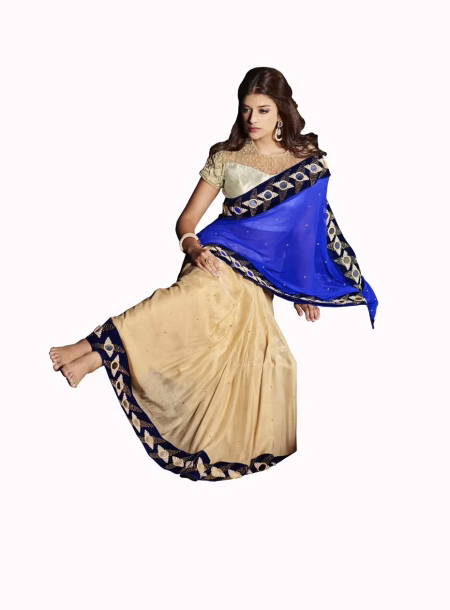 Club Art Decor Designer Cream Saree With Pure Natural Fabrics