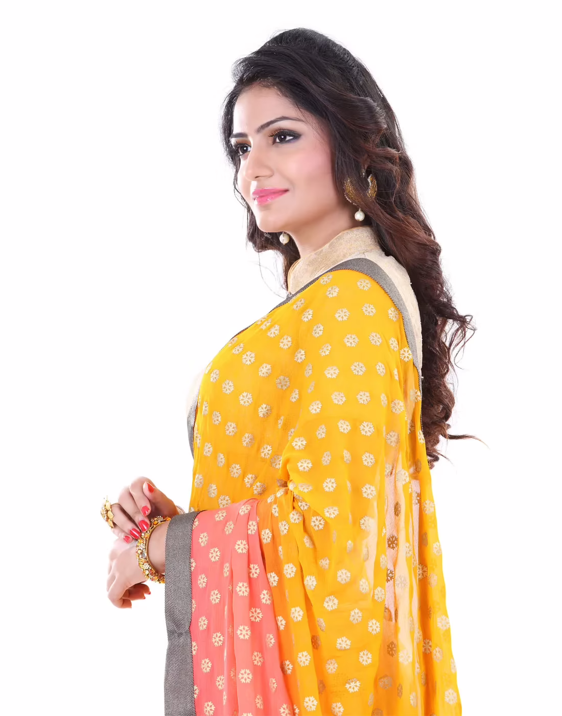 Club Art Decor Designer Yellow and Cream Saree with Designer Gold Blouse