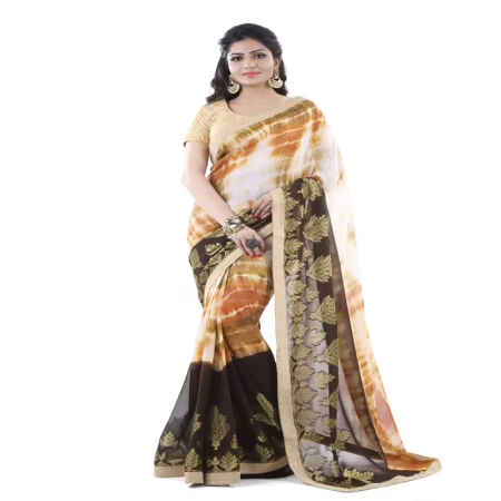 Club Art Decor Designer Multi Saree with Designer Gold Blouse