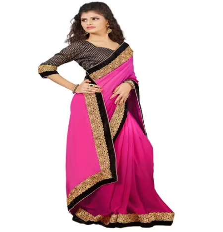 Magenta Colour chiffon Occation Wear Traditional Saree With Matching Blouse Piece