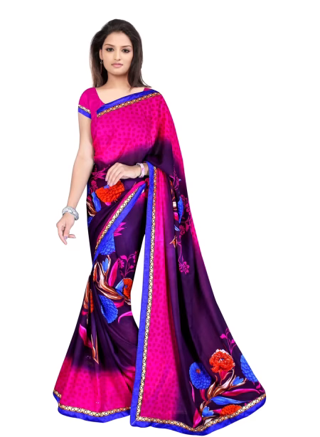 Akruti Magenta Printed Traditional Designer Saree With Matching Blouse Piece