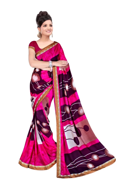 Akruti Maroon Printed Traditional Designer Saree With Matching Blouse Piece