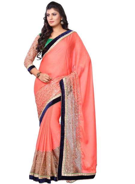 Akriti White & Pink Traditional Saree With Matching Blouse Piece
