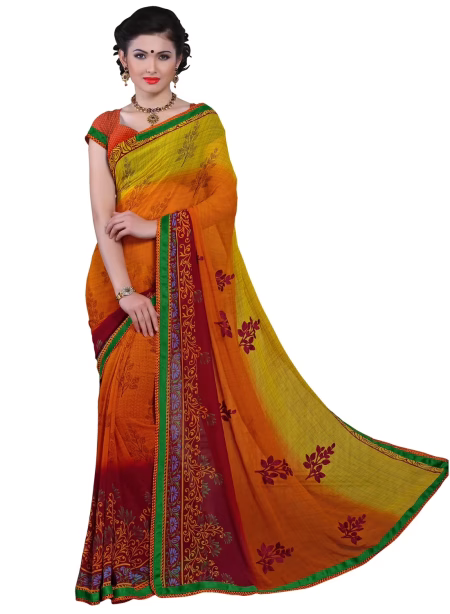 Alpana Multicolor Georgette Traditional Saree With Matching Blouse Piece