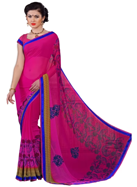 Alpana magenta Georgette Traditional Saree With Matching Blouse Piece