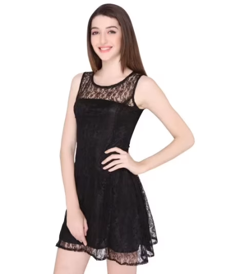 Elliana Preety Woman Black Skater Dress