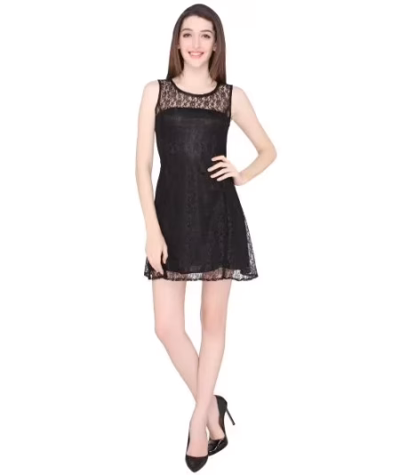 Elliana Preety Woman Black Skater Dress