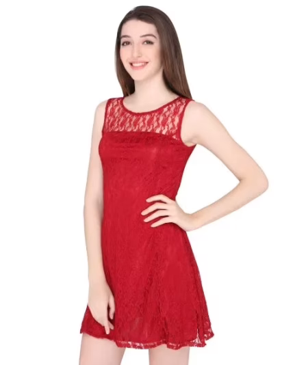 Elliana Preety Woman Maroon Skater Dress