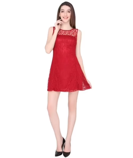 Elliana Preety Woman Maroon Skater Dress