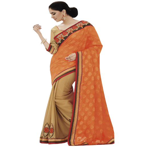 Orange Colour Fancy Jacquard Traditional Designer Occation Wear Saree With Matching Blouse Piece