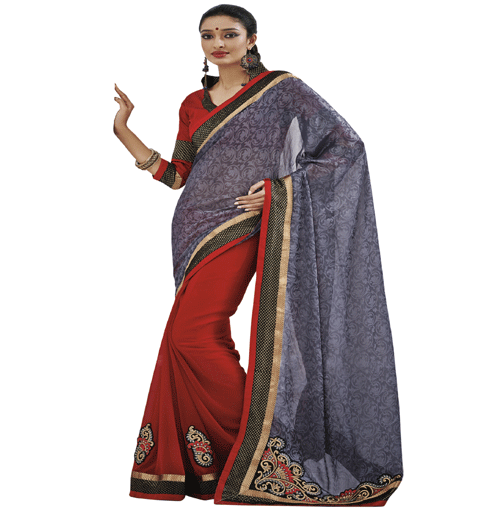 Grey Colour Fancy Jacquard Traditional Designer Occation Wear Saree With Matching Blouse Piece