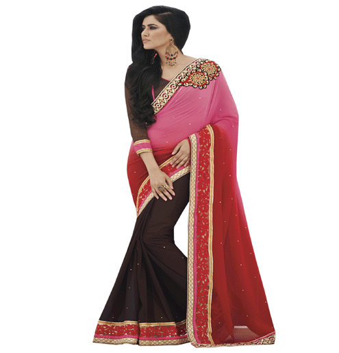 Multy Colour Georgette Traditional Designer Occation Wear Saree With Matching Blouse Piece