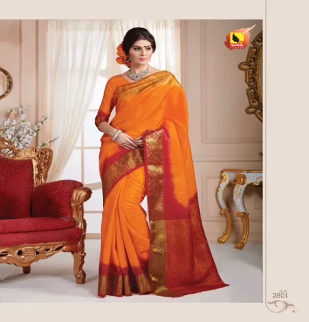 Meera Orange Printed Saree