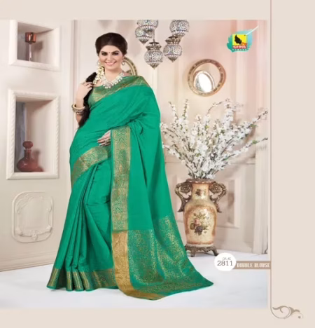 Meera Green Tussar Jacqard Silk Saree