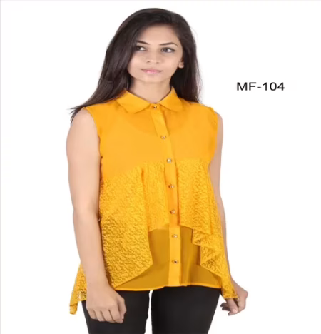 Mizzoli Mustured yellow Gorgette Top
