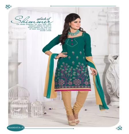 Nandita-A Cotton Pink & Rust Color Unstitched Suit