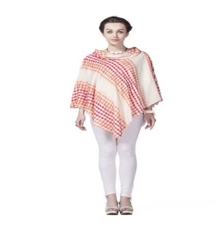 Radiation Safe-House of Napius-Checker Poncho Red Cowl Neck Tunic