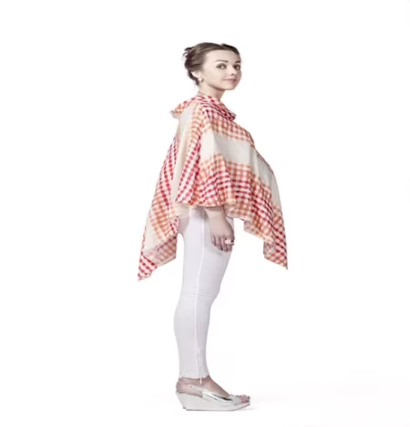 Radiation Safe-House of Napius-Checker Poncho Red Cowl Neck Tunic