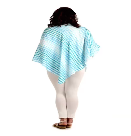 Radiation Safe-House of Napius-Checker Poncho Blue Cowl Neck Tunic