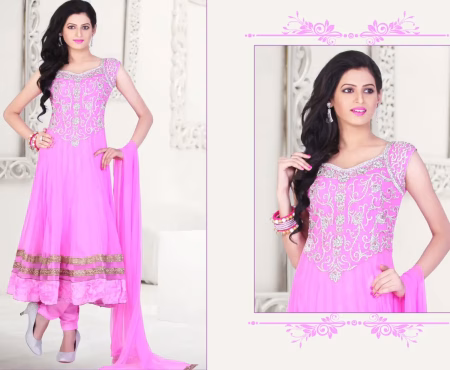 Pazaar Kaanchi Fuchsia Pink Embroidered Anarkali Salwar Kameez