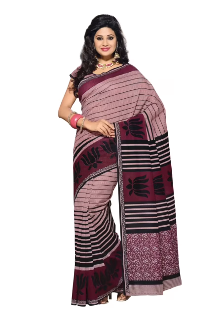 Cotton Bazaar Light Violet Cotton Print Saree
