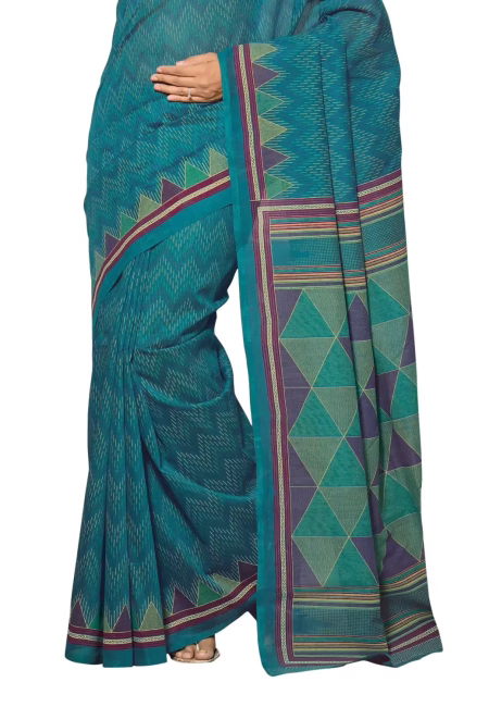 Cotton Bazaar Blue Cotton Printed Saree
