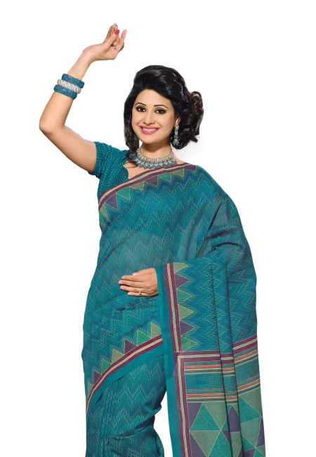 Cotton Bazaar Blue Cotton Printed Saree