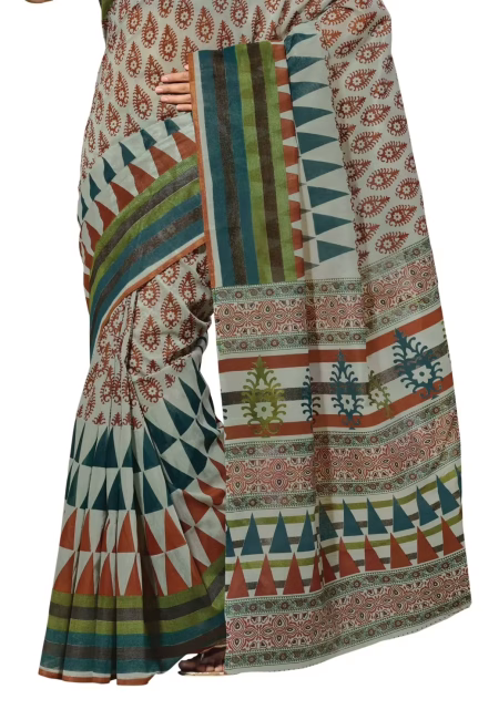 Cotton Bazaar Grey Cotton Print Saree