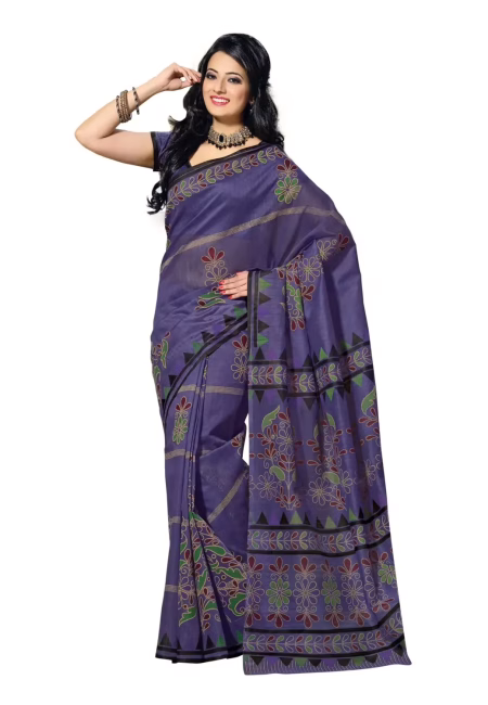 Cotton Bazaar Blue Cotton Print Saree