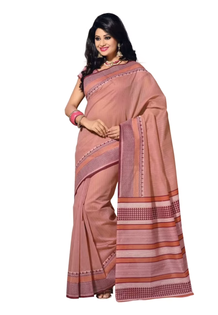 Cotton Bazaar Light Pink Cotton Print Saree