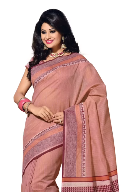 Cotton Bazaar Light Pink Cotton Print Saree