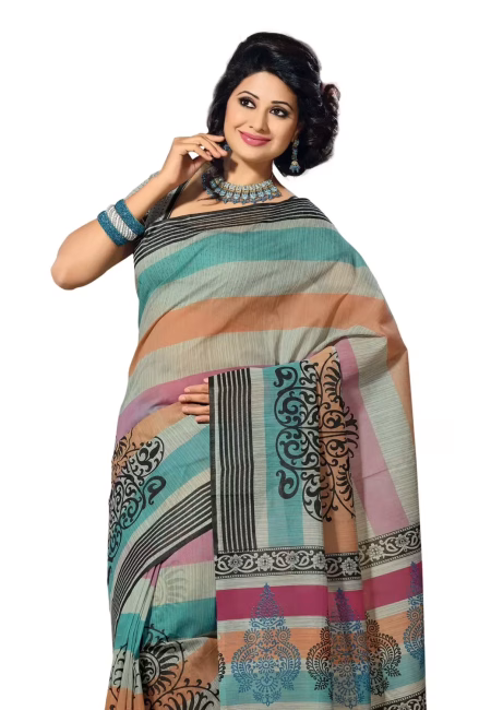 Cotton Bazaar Multi Color Cotton Printed Saree