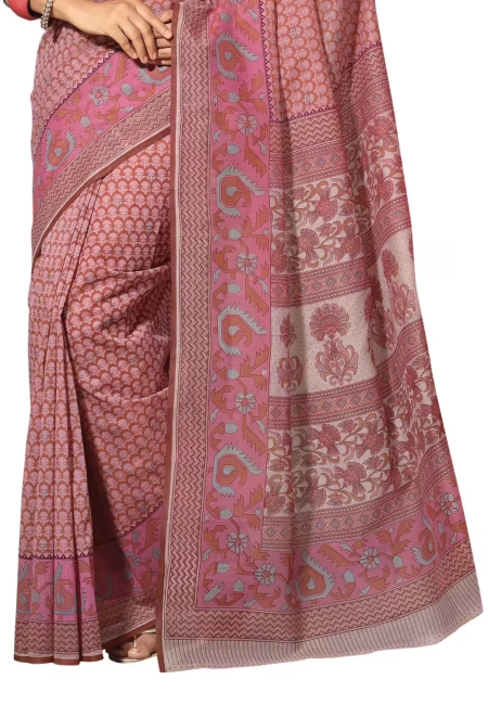 Cotton Bazaar Light Pink Cotton Print Saree