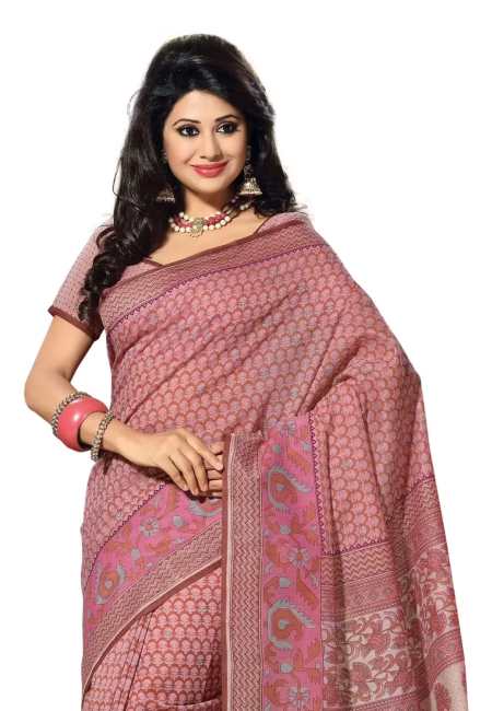 Cotton Bazaar Light Pink Cotton Print Saree