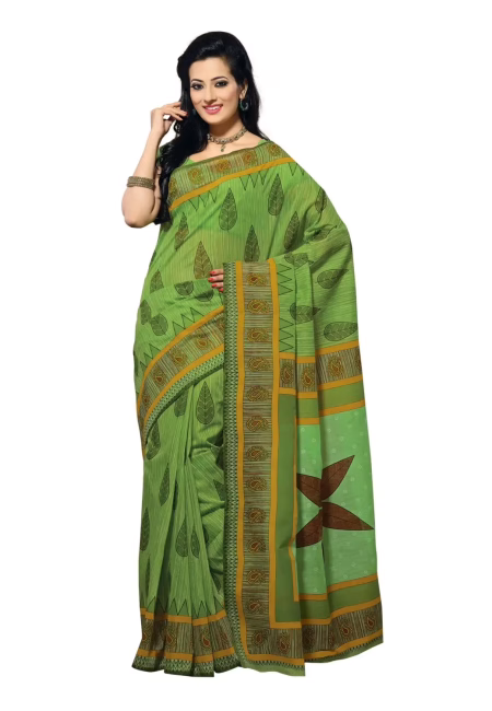Cotton Bazaar Green Printed Saree