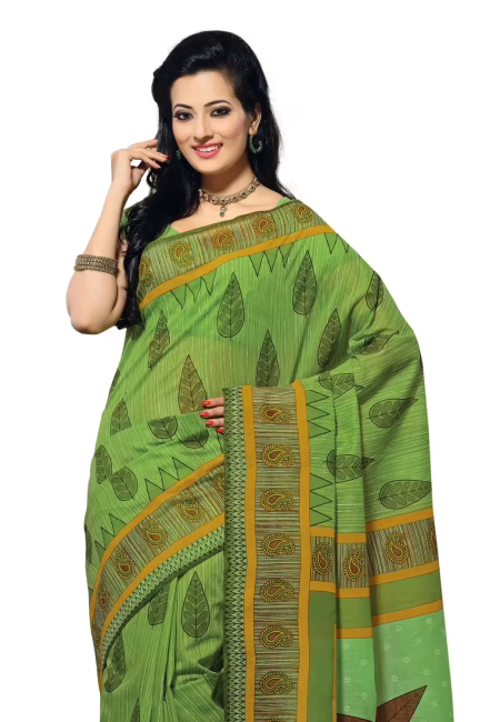 Cotton Bazaar Green Printed Saree