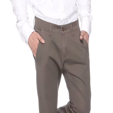 Raymond- Light Brown Check Trouser Fabric Free Belt