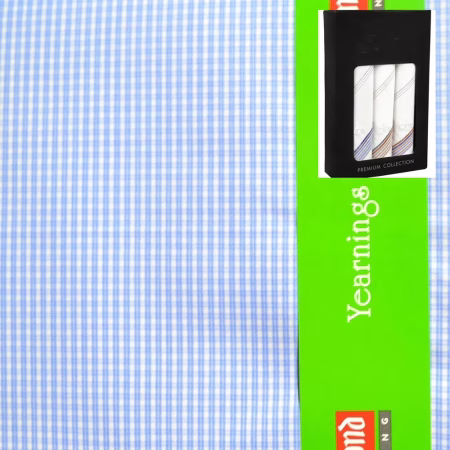 Raymond - Blue/White Check Shirting Fabric Free Handkerchief